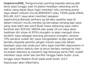 Padam Gambar di IG & Alami Depresi, Haqiem Rusli Beri Bayangan Mahu Bersara Daripada Dunia Seni!