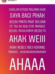Mengapa Noorkhiriah Minta Maaf Di Instagram?