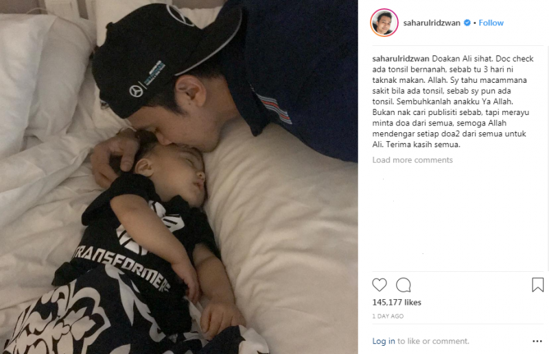 “Sembuhkanlah Anakku, Ya ALLAH,” Anak Saharul Ridzwan Sakit Tonsil Bernanah