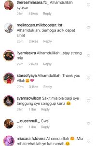 [GAMBAR] “Terima Kasih Kepada Semua Yang Mendoakan Mia,”- Mia Sara Jawab Isu Masuk Wad