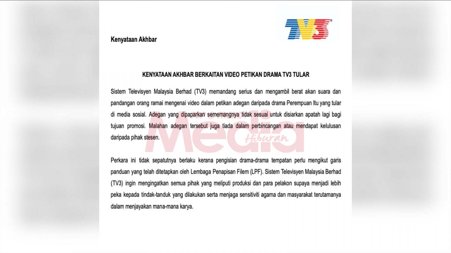 “Adegan Yang Dipaparkan Sememangnya Tidak Sesuai Disiarkan Apatah Lagi