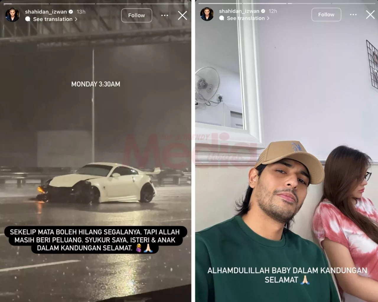 “Sekelip Mata Boleh Hilang Segalanya,” – Terbabit Kemalangan, Shahidan Syukur Isteri & Anak Dalam Kandungan Selamat