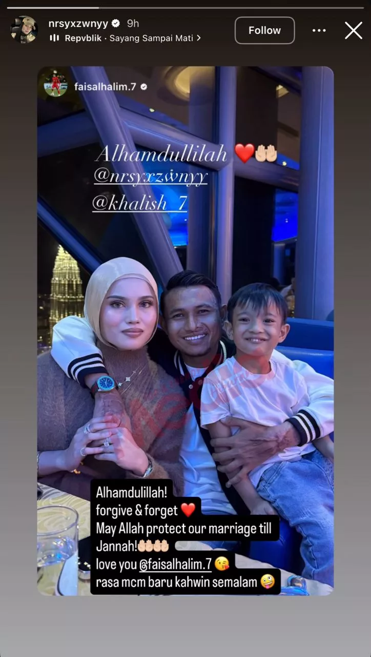 “Alhamdulilah! Forgive And Forget,” – Isteri Faisal Halim