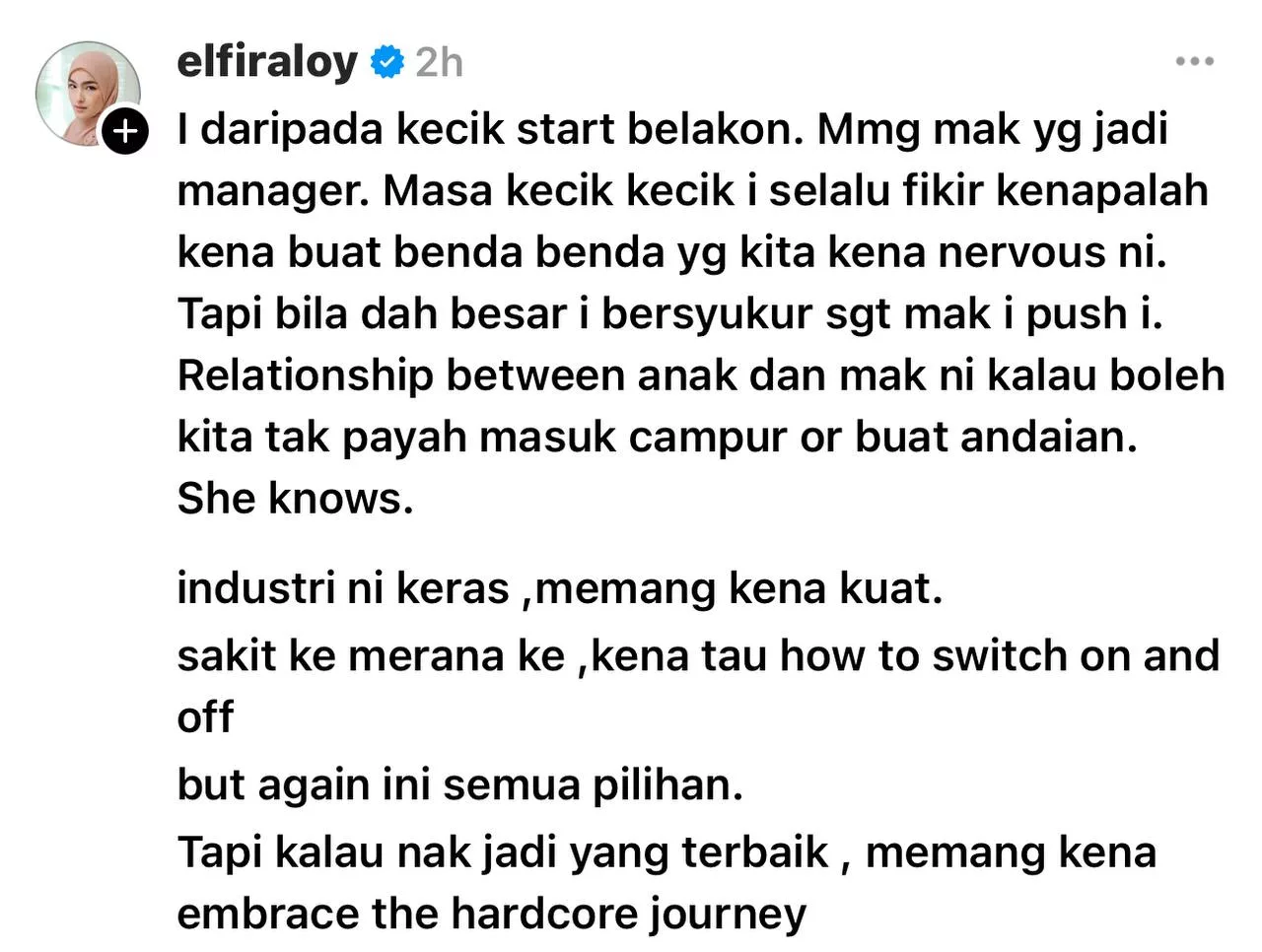 Elfira Loy Kongsi Pengalaman Diurus Ibu Sejak Kecil – “Bila Sudah Besar, Saya Bersyukur Mak ‘Push’ Saya.”