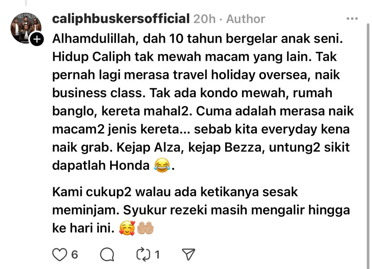 “Kami Kongsi Berlapan Termasuk Kru, Bukan Pakai Minus One,” – Pernah Dapat Offer RM800, Caliph Buskers Dedah Realiti Pahit Tawaran Bayaran Rendah