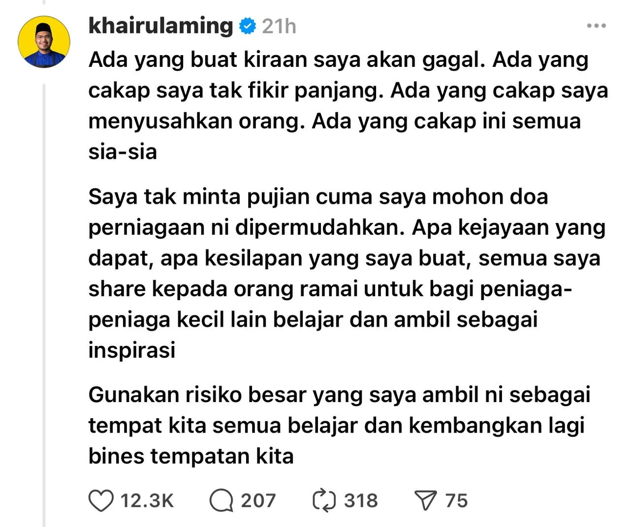 “Izinkanlah Saya Mencuba,” - Ada Yang Doa Bisnes Restoran Gagal? Khairulaming Sedia Ambil Risiko, Demi Kembangkan F&B Tempatan 9 “Izinkanlah Saya Mencuba,” – Ada Yang Doa Bisnes Restoran Gagal? Khairulaming Sedia Ambil Risiko, Demi Kembangkan F&B Tempatan
