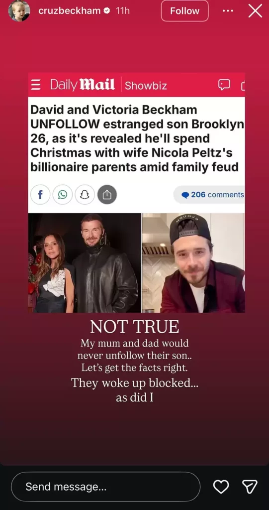 “Ibu & Bapa Takkan Pernah ‘Unfollow’ Anak Mereka,” – Cruz Dedah Brooklyn Beckham Terlebih Dahulu Sekat Akaun Instagram Keluarga