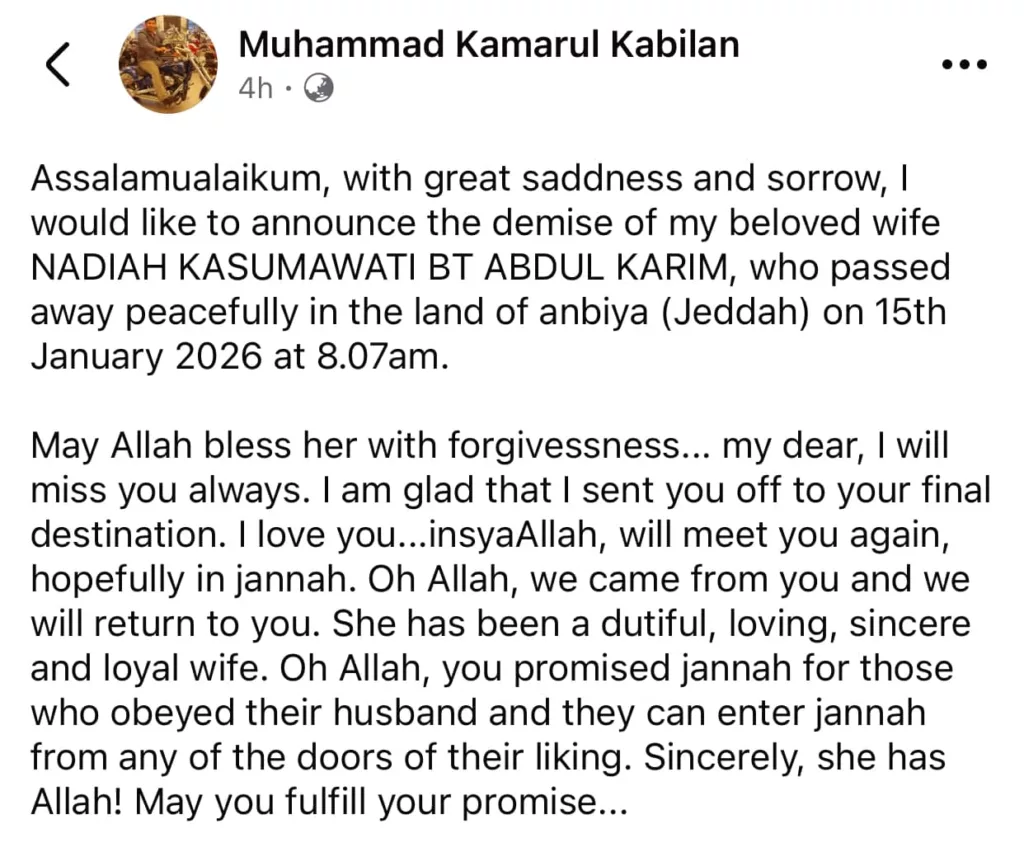 Pelakon Nadia Kesuma Meninggal Dunia Akibat Sakit Jantung Di Jeddah