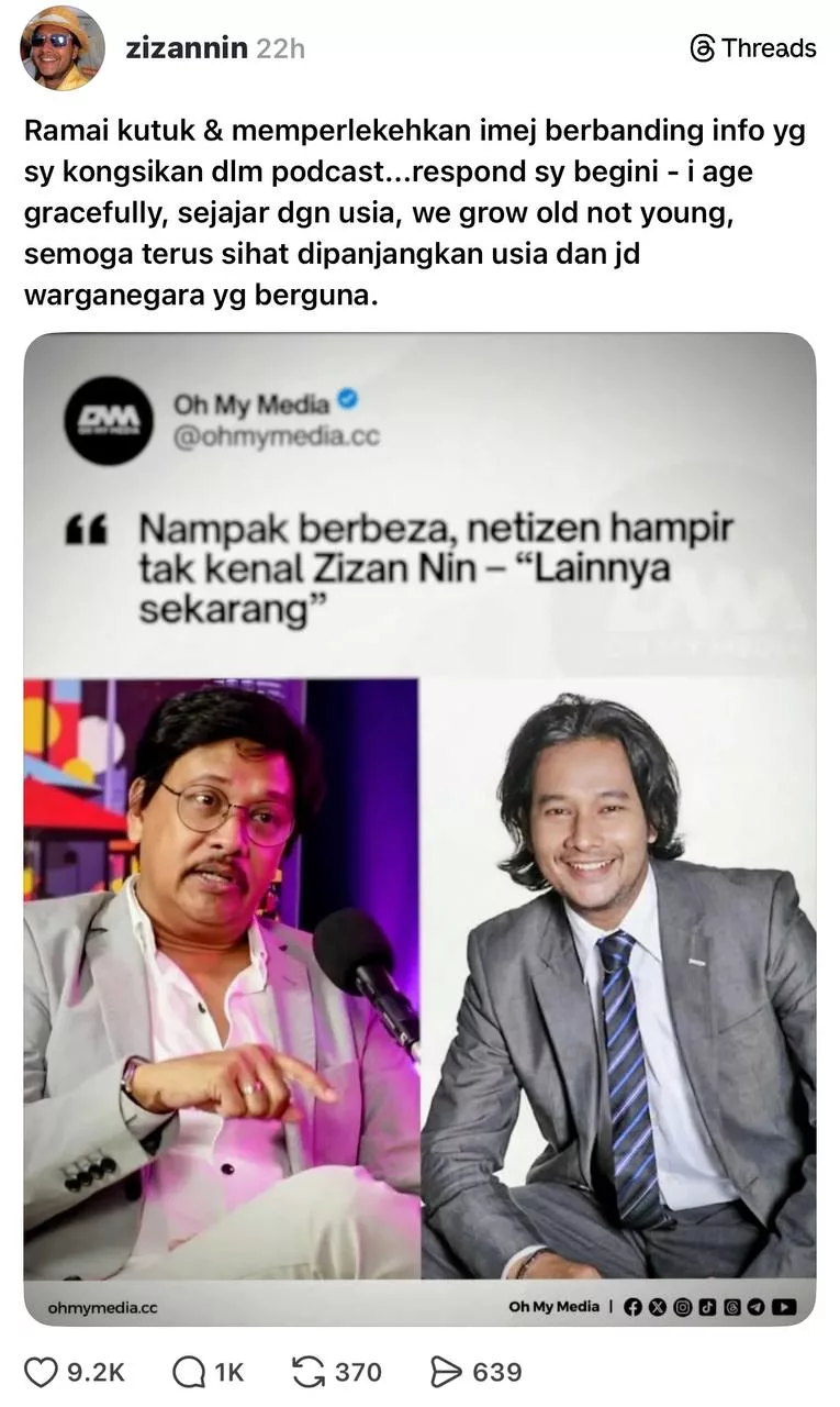 “Ramai Kutuk, Memperlekehkan Imej Berbanding Info Yang Saya Kongsi Dalam Podcast,” – Zizan Nin