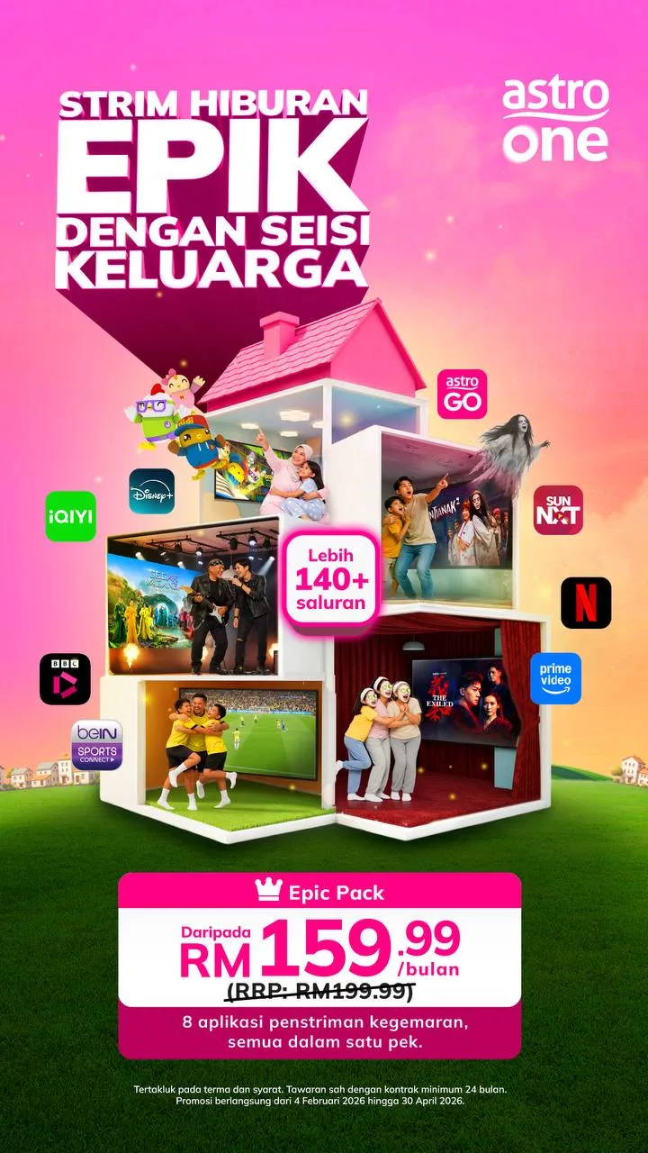 Layan 8 Apps Hebat Termasuk Netflix, Disney+ & Prime Video Dalam Satu Pek Mudah, Sama-Sama Nikmati Hiburan All-In-One Seisi Keluarga Dengan Astro One Epic Pack!
