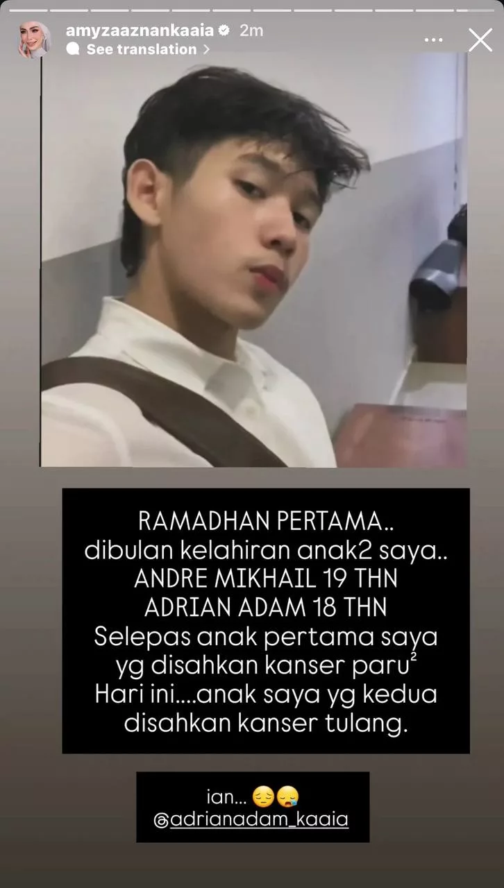 “Hari ini, Anak Saya Yang Kedua Disahkan Kanser Tulang,” – Amyza Aznan