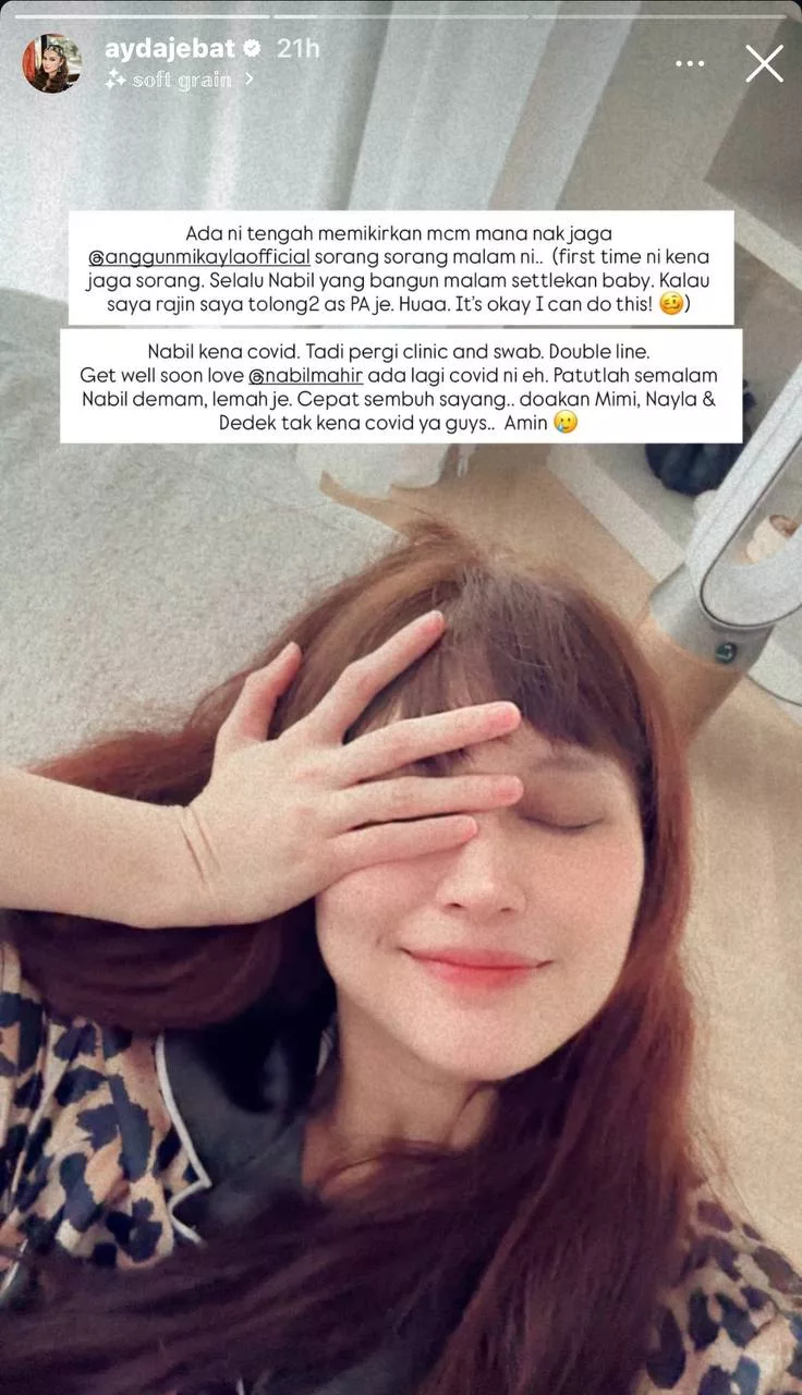 “Selalu Suami Yang Bangun Malam, Saya Jadi PA Je,” – Nabil Mahir Positif COVID-19, Ayda Jebat Risau Perlu Jaga Anak Bongsu Sorang Diri