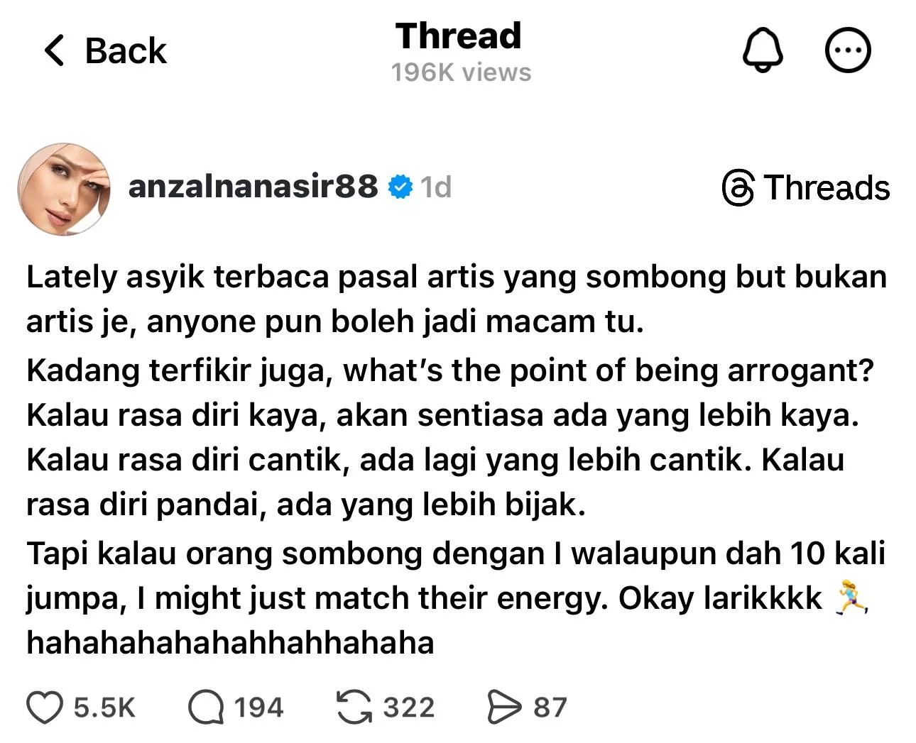 Sombong Bukan Isu Artis Semata-Mata! Anzalna Nasir Bersuara, Tegur Sikap Angkuh Tanpa Mengira Status