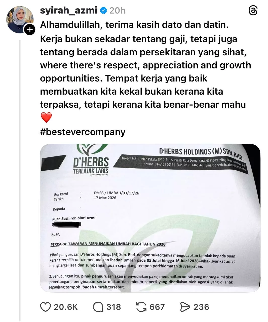 “Walau Saya Bising, Awak Tak Pernah Ambil Hati,” – Hantar Pekerja Tunai Umrah Sebab Kerja Kuat, Netizen Puji Aliff Syukri