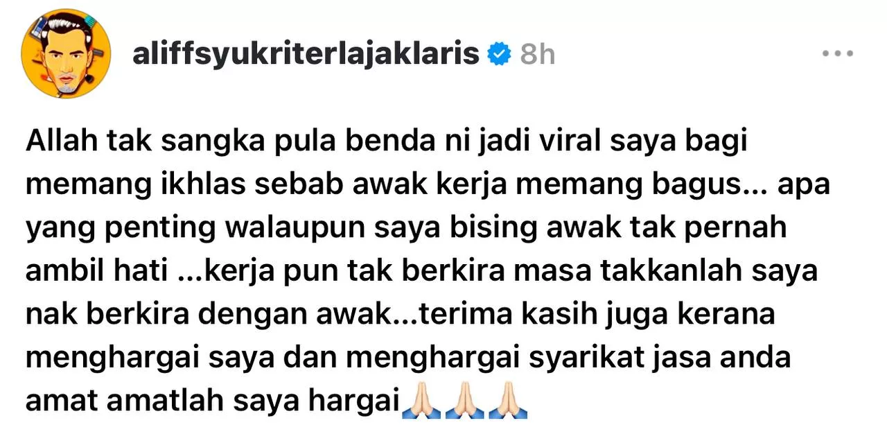 “Walau Saya Bising, Awak Tak Pernah Ambil Hati,” – Hantar Pekerja Tunai Umrah Sebab Kerja Kuat, Netizen Puji Aliff Syukri