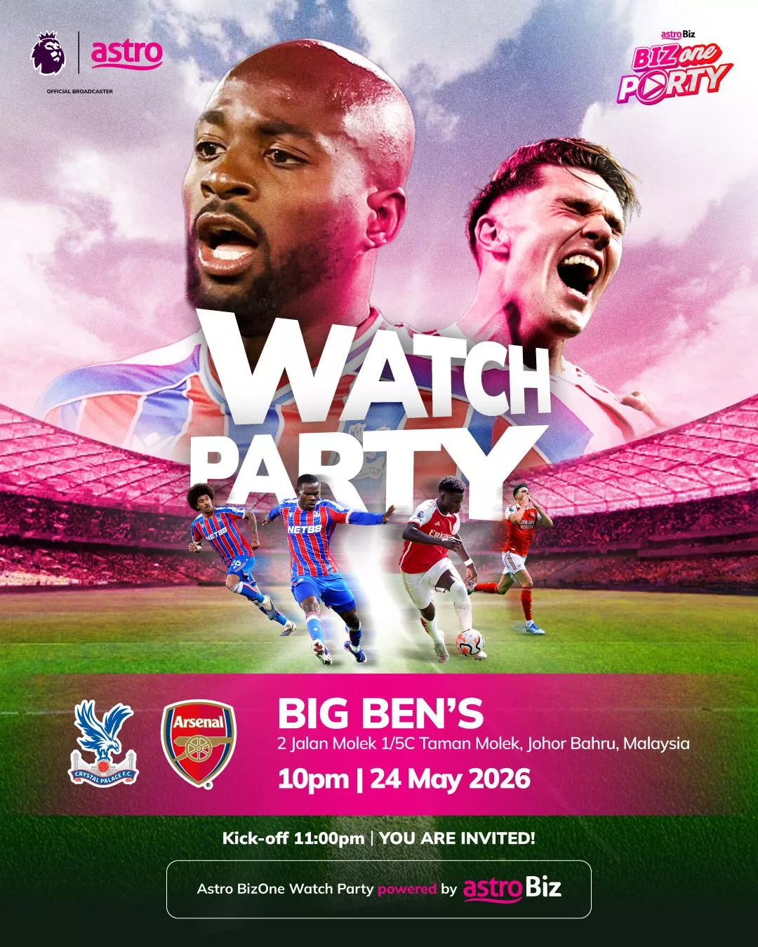 Arsenal Sah Juara Premier League! Astro BizOne Watch Party Raikan Malam Gemilang Bersama Peminat Setia Di Lembang Klang, Johor Bahru & Pulau Pinang