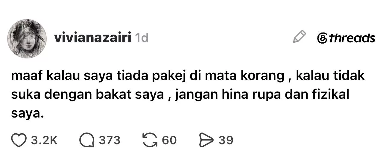“Kalau Tak Suka Bakat Saya, Jangan Hina Rupa & Fizikal Saya,” – Viviana Zairi Luah Kecewa Jadi Sasaran Netizen
