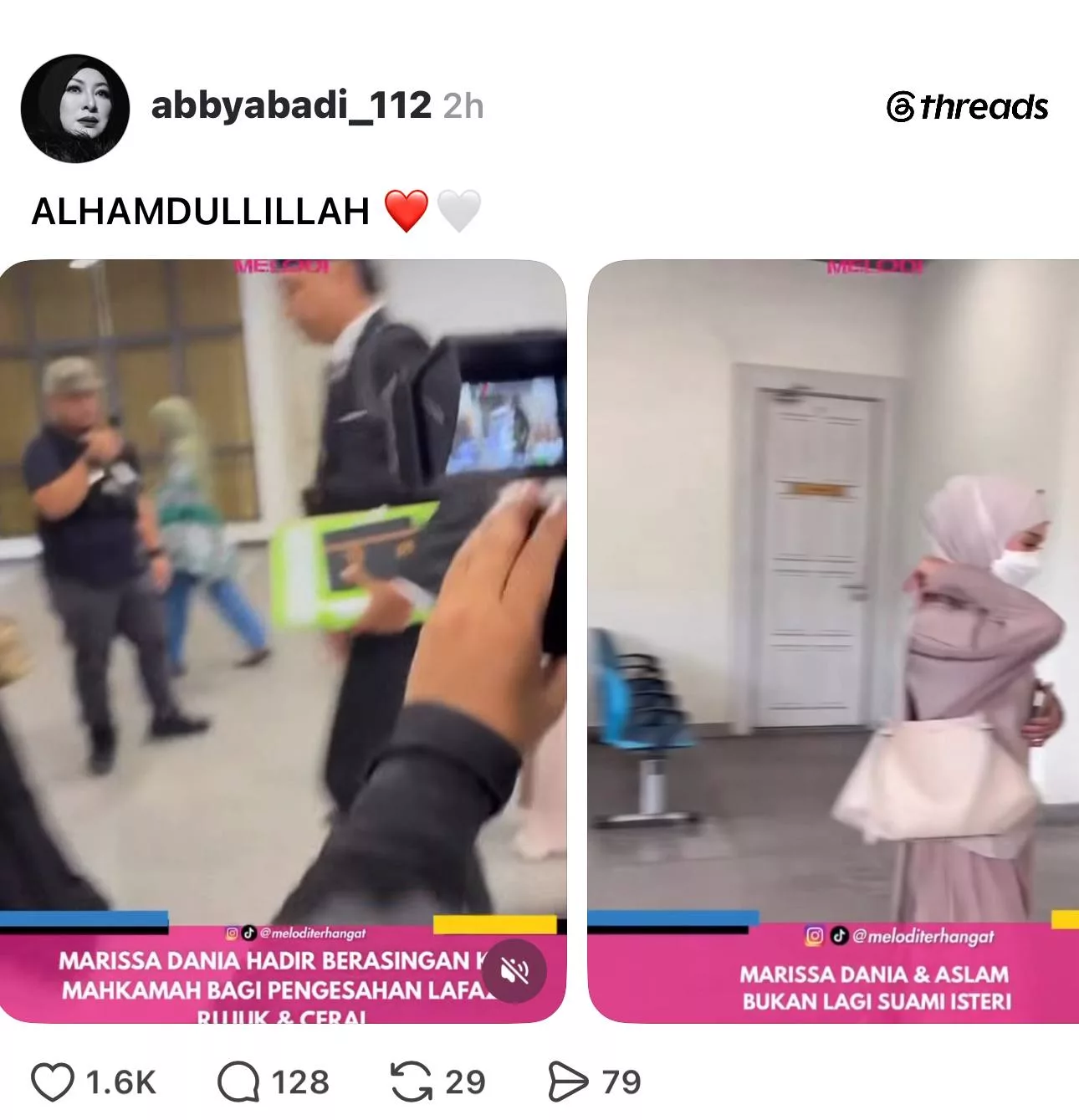 “Alhamdulillah…,” – Marissa Dania & Ahmad Aslam Sah Bercerai, Reaksi Ringkas Abby Abadi Jadi Sorotan