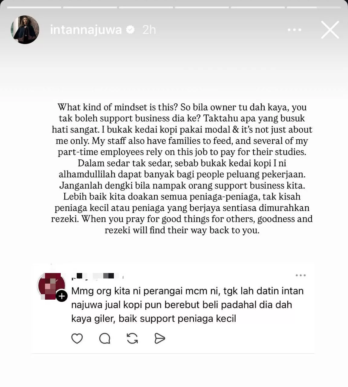 “Sebab Buka Kedai Kopi Inilah, Alhamdulillah Saya Dapat Bagi Peluang Pekerjaan Kepada Ramai Orang,” – Datin Intan Najuwa