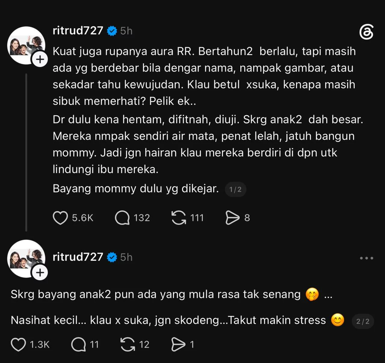 “Nasihat Kecil, Kalau Tak Suka Jangan Skodeng, Takut Makin Stres,” – Rita Rudaini