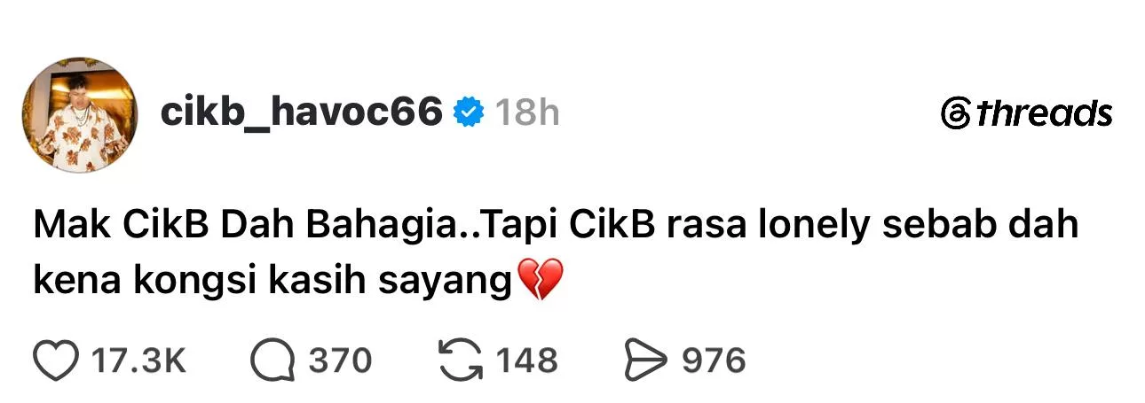 “Sebagai Orang Luar, Saya Doakan Kebahagiaan Kalian,” - Cik B Rasa Sunyi Sebab Perlu Kongsi Kasih Sayang Ibu, Respon Fazley Yaakob Dipuji Ramai 7 “Sebagai Orang Luar, Saya Doakan Kebahagiaan Kalian,” – Cik B Rasa Sunyi Sebab Perlu Kongsi Kasih Sayang Ibu, Respon Fazley Yaakob Dipuji Ramai