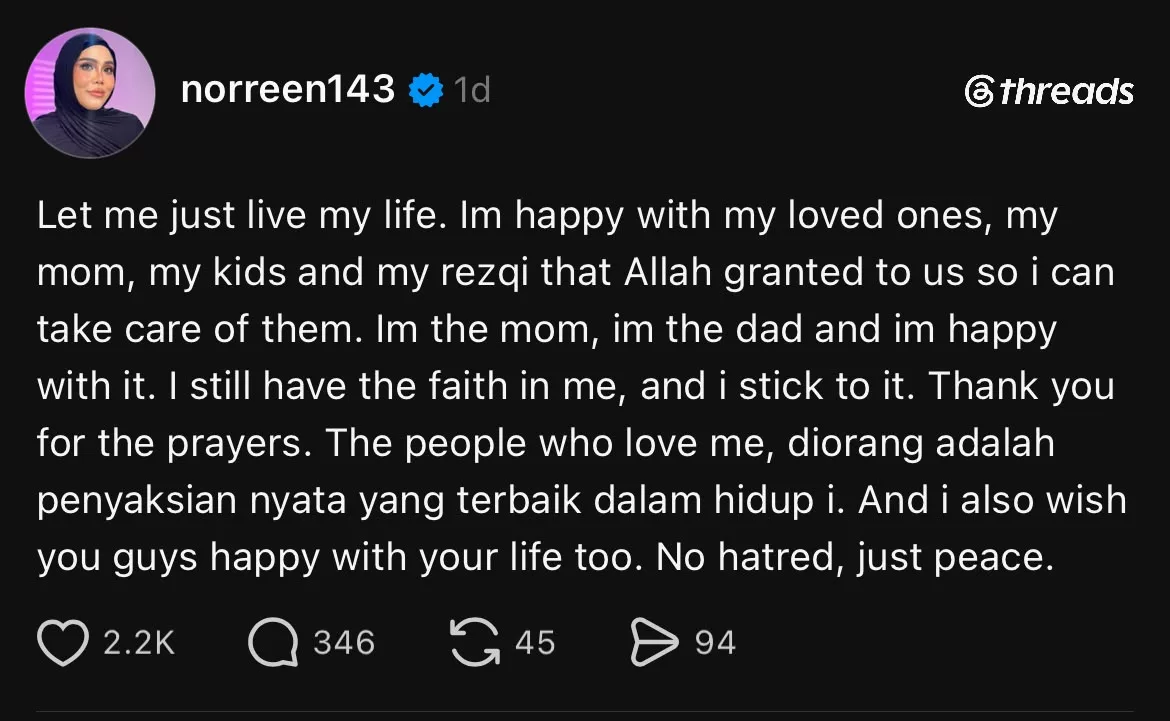 “Aku Hanya Diam Sebab Nak Jaga Hubungan Untuk Masa Depan,” - Norreen Iman 10 “Aku Hanya Diam Sebab Nak Jaga Hubungan Untuk Masa Depan,” – Norreen Iman