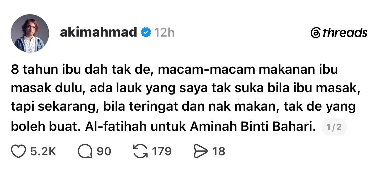 Akim Ahmad Rindu Air Tangan Ibu, Sudah 8 Tahun Pergi Menghadap Illahi - “Dulu Ada Lauk Tak Suka, Bila Teringat & Nak Makan, Tiada Yang Boleh Buat.” 8 Akim Ahmad Rindu Air Tangan Ibu, Sudah 8 Tahun Pergi Menghadap Illahi - “Dulu Ada Lauk Tak Suka, Bila Teringat & Nak Makan, Tiada Yang Boleh Buat.”
