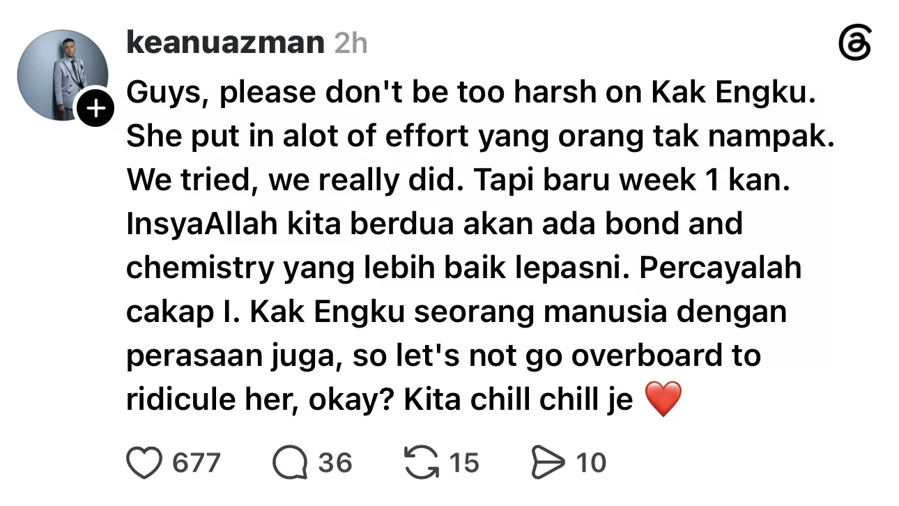 Keanu Azman Mohon Netizen Jangan Terlalu Keras Kritik Raja Azura - “Kami Cuba Berikan Yang Terbaik…”