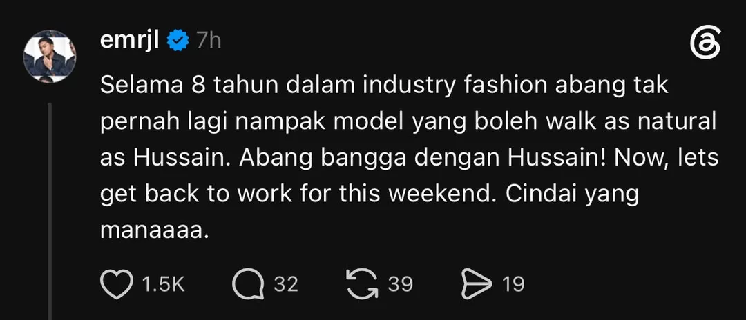 “Mohon Maaf Jika Ada Sebarang Kekurangan…,” - Hussain Buat ‘Catwalk’ Di KLFW 2026, Emran Puji Gaya Model Yang ‘Natural’ 17 “Mohon Maaf Jika Ada Sebarang Kekurangan…,” - Hussain Buat ‘Catwalk’ Di KLFW 2026, Emran Puji Gaya Model Yang ‘Natural’