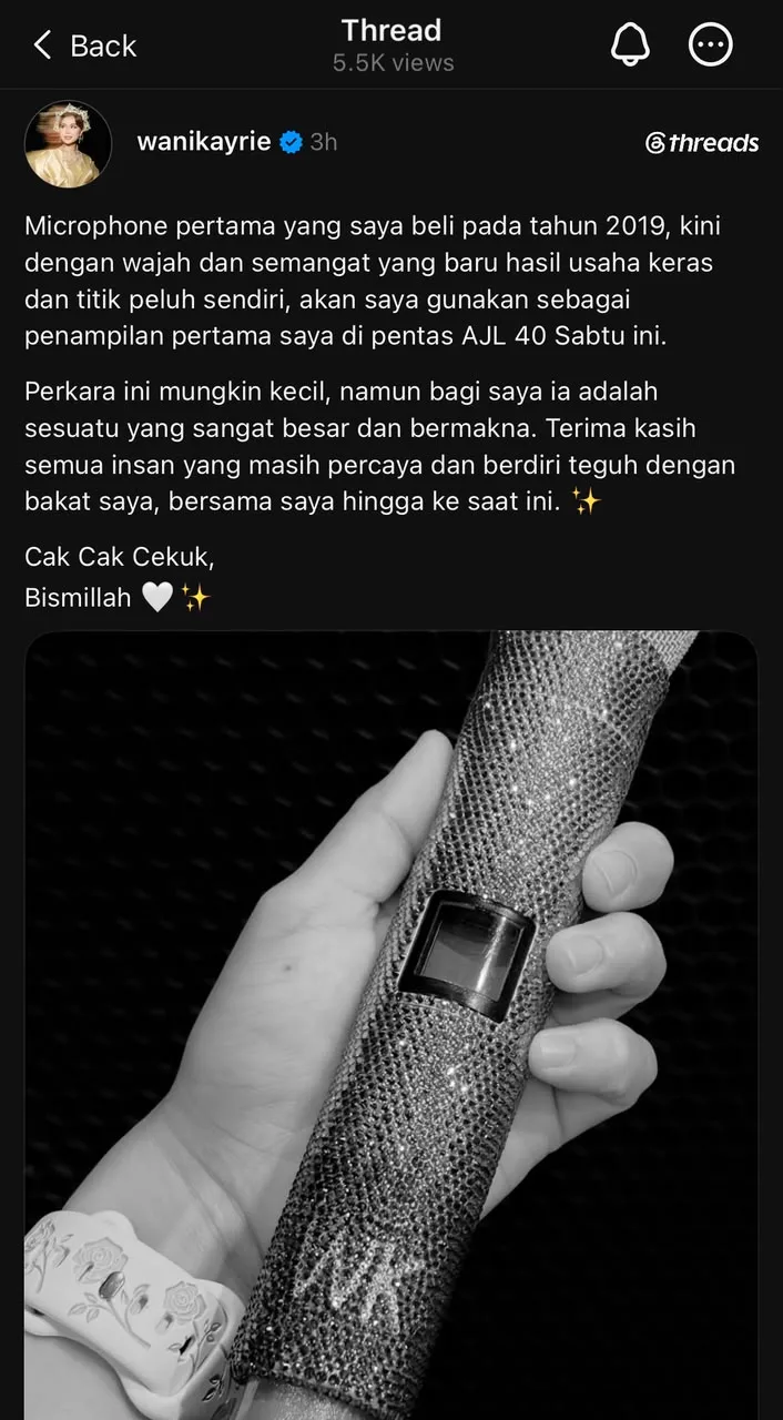 Wani Kayrie Guna Mikrofon Pertama Dibeli Sejak 2019 Ke AJL40 - “Perkara Ini Mungkin Kecil, Namun Bagi Saya Sesuatu Yang Sangat Besar…”
