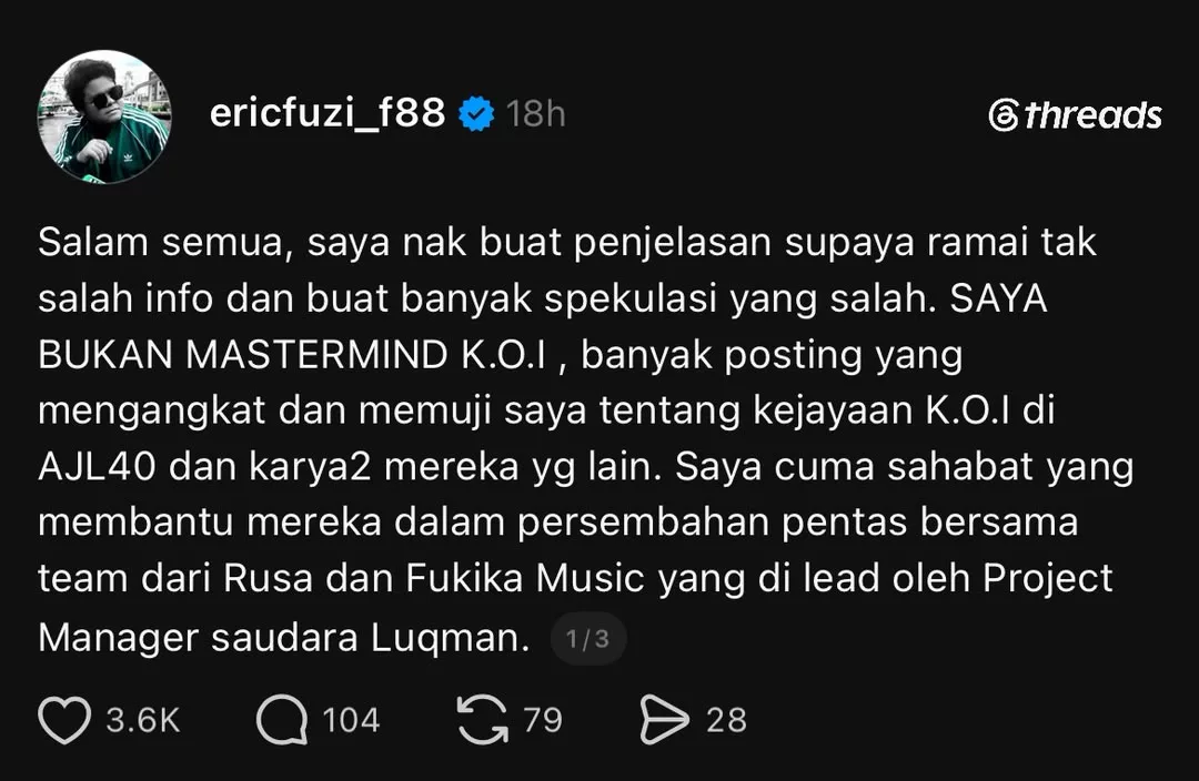 "Saya Bukan 'Mastermind' K.O.I, Cuma Sahabat Yang…," - Eric Fuzi