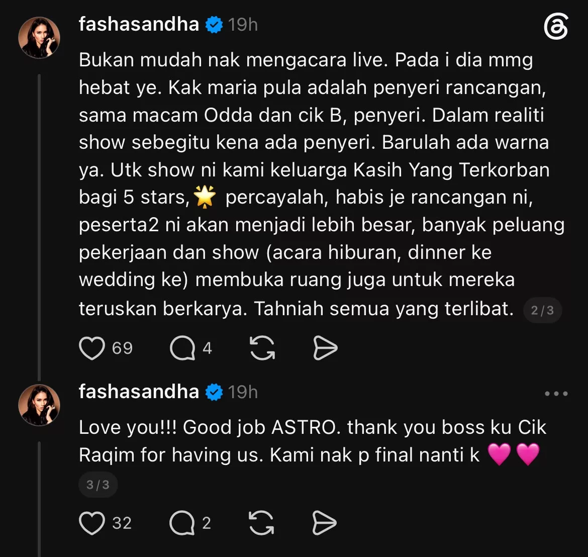 Fasha Sandha Anggap Kak Engku Pengacara ‘Legend’, Bagi 5 Bintang Untuk Minggu Pertama KES - “Sebagai Penonton, Jujur Cakap Rancangan Tu Best Sangat.”