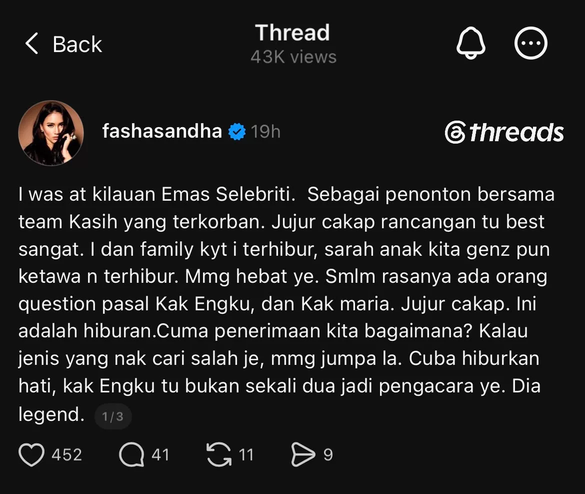 Fasha Sandha Anggap Kak Engku Pengacara ‘Legend’, Bagi 5 Bintang Untuk Minggu Pertama KES - “Sebagai Penonton, Jujur Cakap Rancangan Tu Best Sangat.”