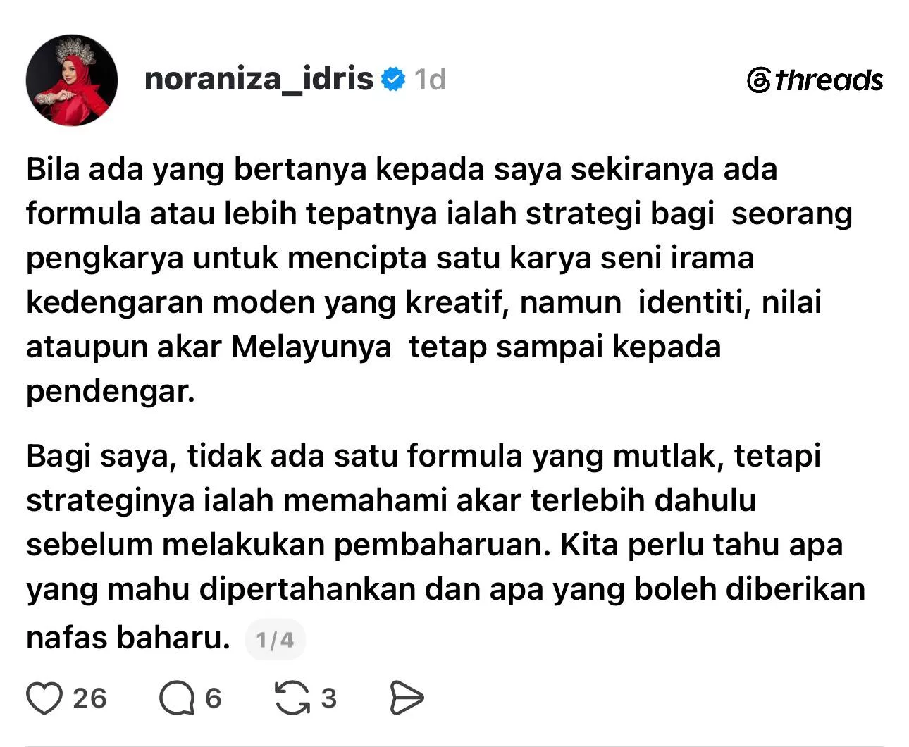 “Sekadar Letak Bunyi Tradisional, Jangan Terus Dakwa Itu Identiti Melayu” - Teguran Noraniza Idris 3 “Sekadar Letak Bunyi Tradisional, Jangan Terus Dakwa Itu Identiti Melayu” - Teguran Noraniza Idris