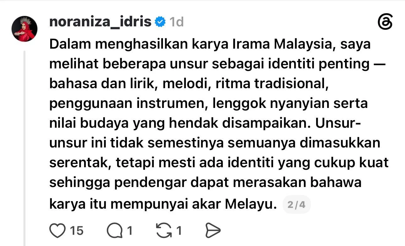 “Sekadar Letak Bunyi Tradisional, Jangan Terus Dakwa Itu Identiti Melayu” - Teguran Noraniza Idris 4 “Sekadar Letak Bunyi Tradisional, Jangan Terus Dakwa Itu Identiti Melayu” - Teguran Noraniza Idris
