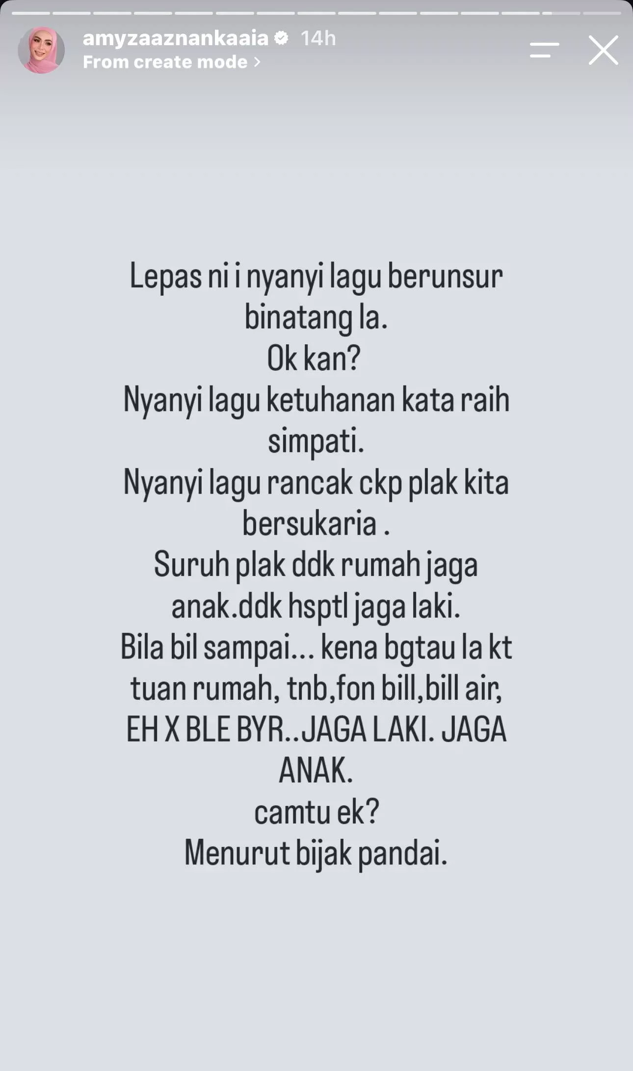 “Nyanyi Lagu Ketuhanan Kata Raih Simpati, Lagu Rancak Kata Bersuka Ria,” - Amyza Aznan 2 “Nyanyi Lagu Ketuhanan Kata Raih Simpati, Lagu Rancak Kata Bersuka Ria,” - Amyza Aznan