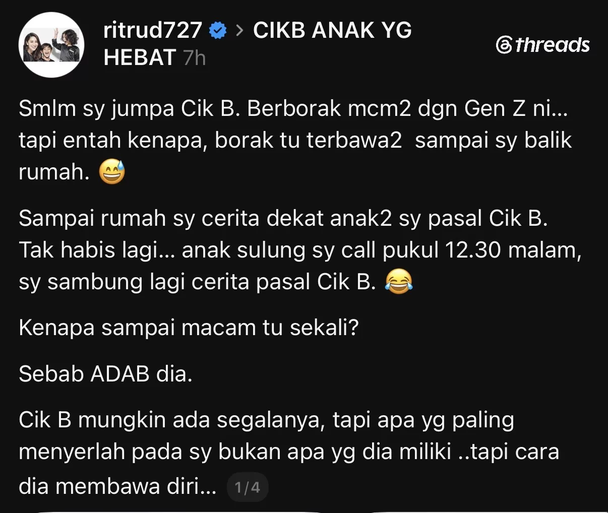 "Cik B Memang Anak Yang Hebat,” - Rita Rudaini Kagum Cara Anak Gadis DSV Bawa Diri, Sifatkan Sebagai Antara Ikon Gen-Z Yang Positif & Matang