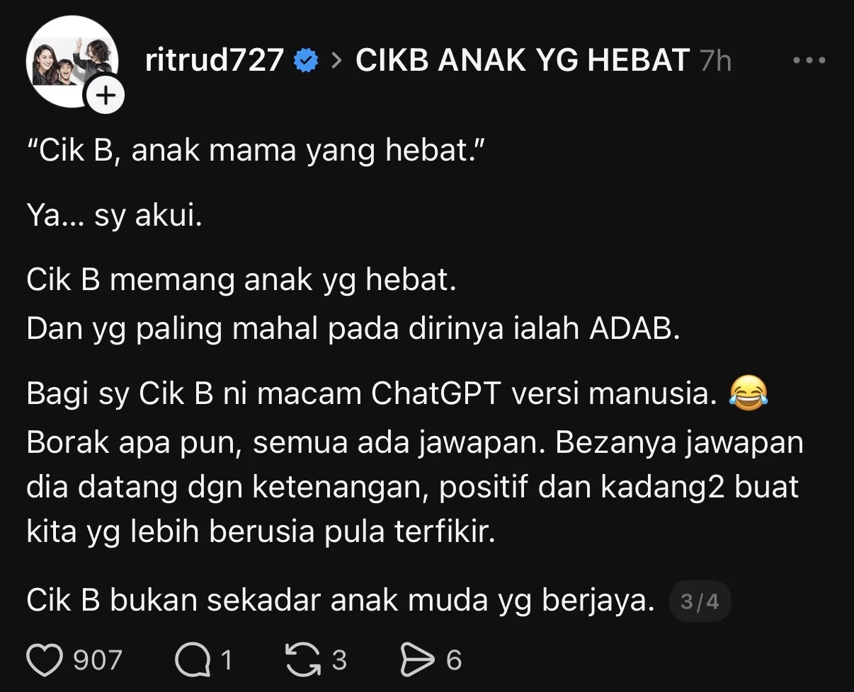 "Cik B Memang Anak Yang Hebat,” - Rita Rudaini Kagum Cara Anak Gadis DSV Bawa Diri, Sifatkan Sebagai Antara Ikon Gen-Z Yang Positif & Matang