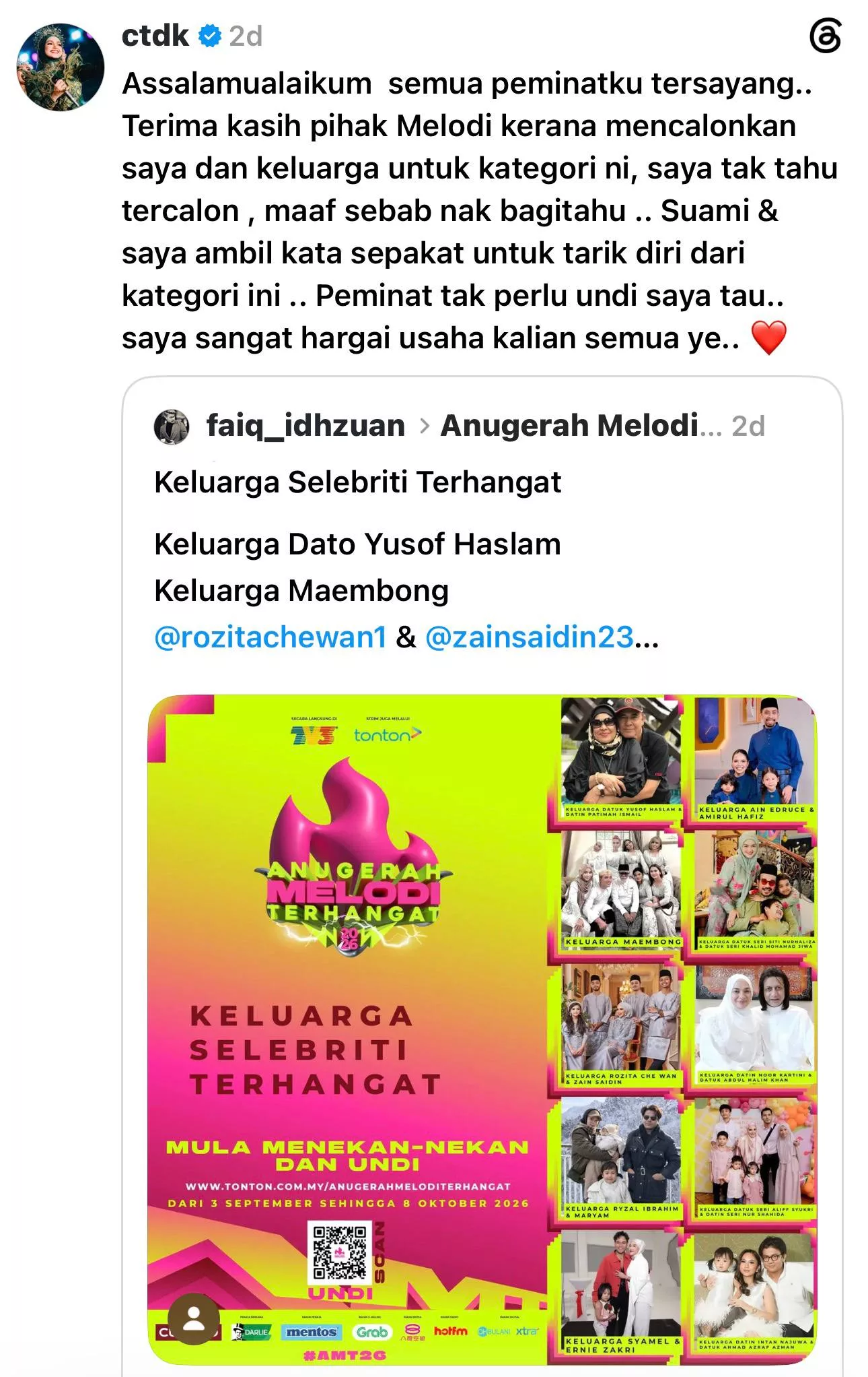 “Suami Dan Saya Ambil Kata Sepakat Untuk Tarik Diri,” - Siti Nurhaliza 2 “Suami Dan Saya Ambil Kata Sepakat Untuk Tarik Diri,” - Siti Nurhaliza