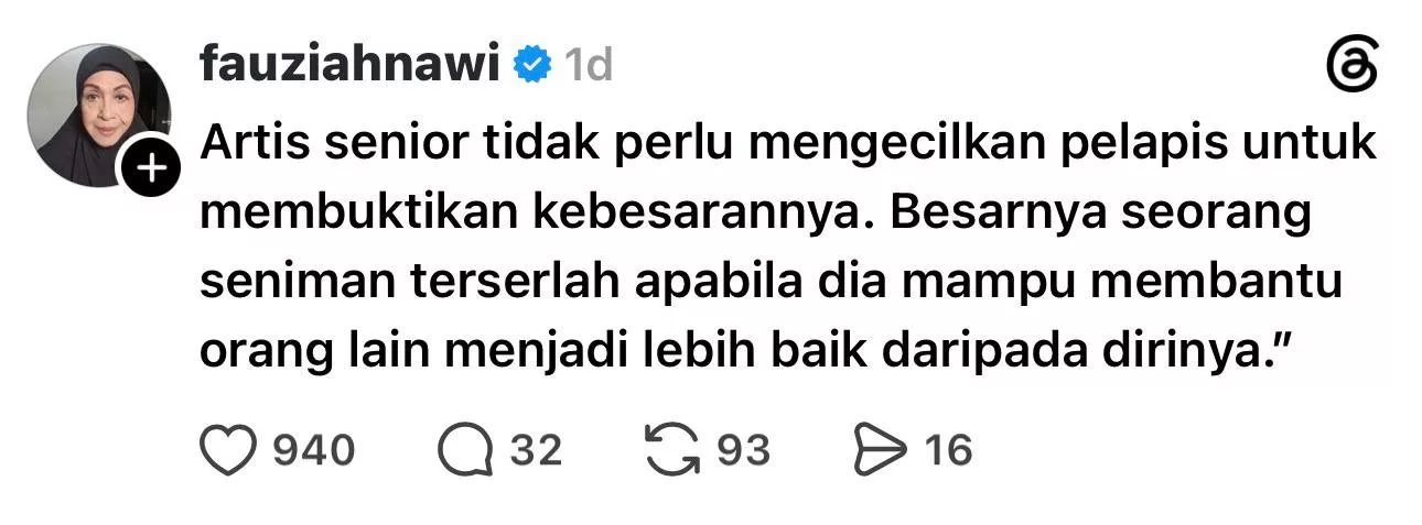 “Artis Senior Tak Perlu Mengecilkan Pelapis Untuk Buktikan Kebesaran” - Fauziah Nawi Seru Jangan Lokek Kongsi Ilmu 5 “Artis Senior Tak Perlu Mengecilkan Pelapis Untuk Buktikan Kebesaran” - Fauziah Nawi Seru Jangan Lokek Kongsi Ilmu