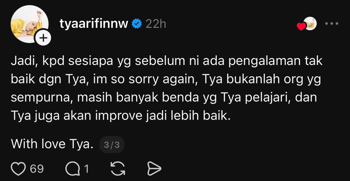 "Saya Bukanlah Orang Yang Sempurna...," - Tya Arifin Nafi Bersikap Sombong, Akui 'Introvert' & Ada Masalah Rabun Jauh