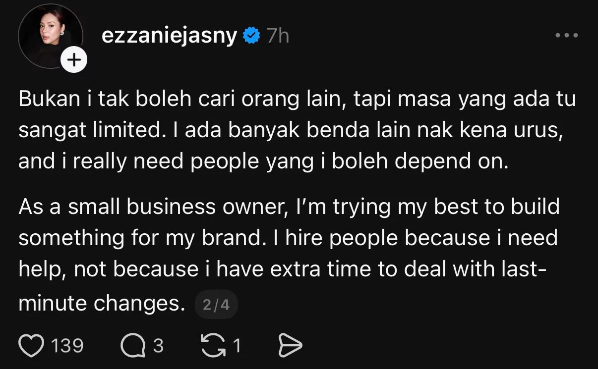 “Tak Funny Oh Tarik Diri Last Minute…,” - Ezzanie Jasny Terkilan, Komitmen Kerja Tak Ditepati & Bukan Mudah Urus Bisnes Sendiri