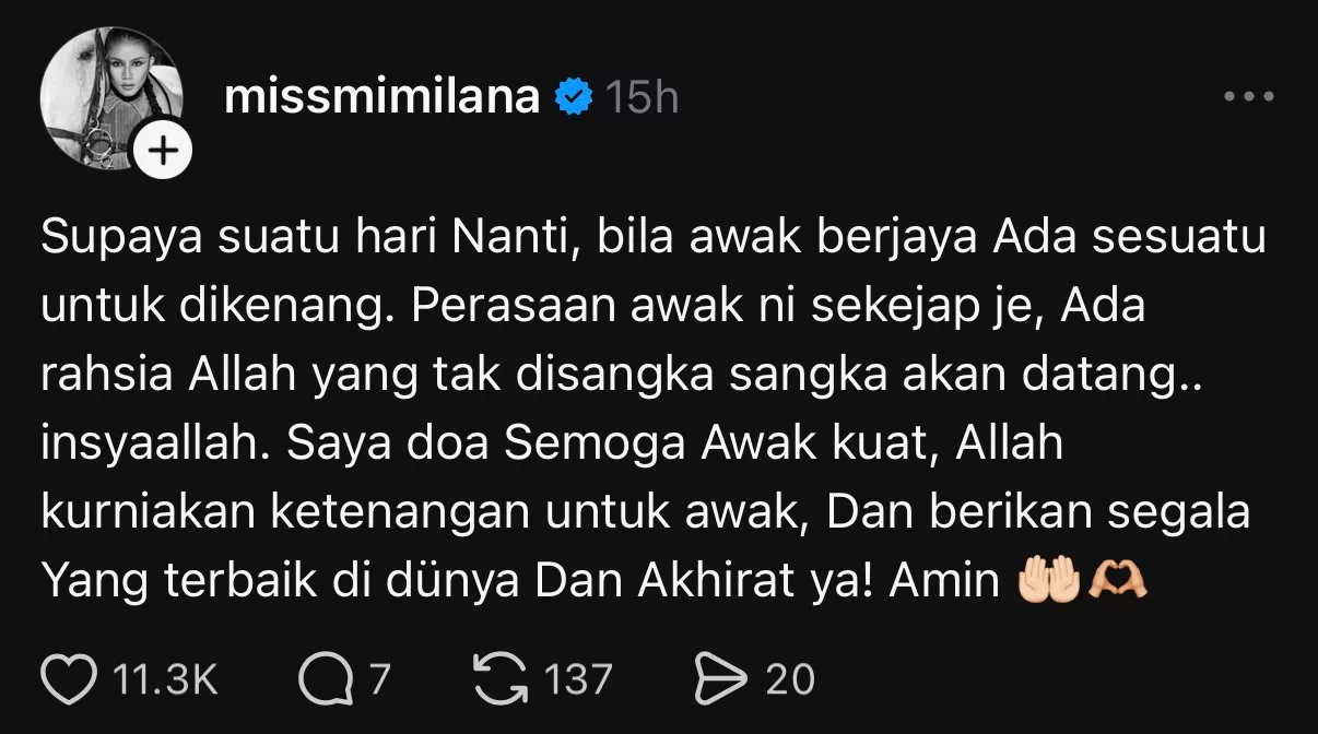 Mimi Lana Titip Kata Semangat Buat Individu Didakwa Alami Ketidakstabilan Emosi - “Saya Tak Pandai Nak Bagi Nasihat, Tapi Saya Sedih Sangat…”